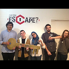 Photograph of our students at an Escape Room challenge
